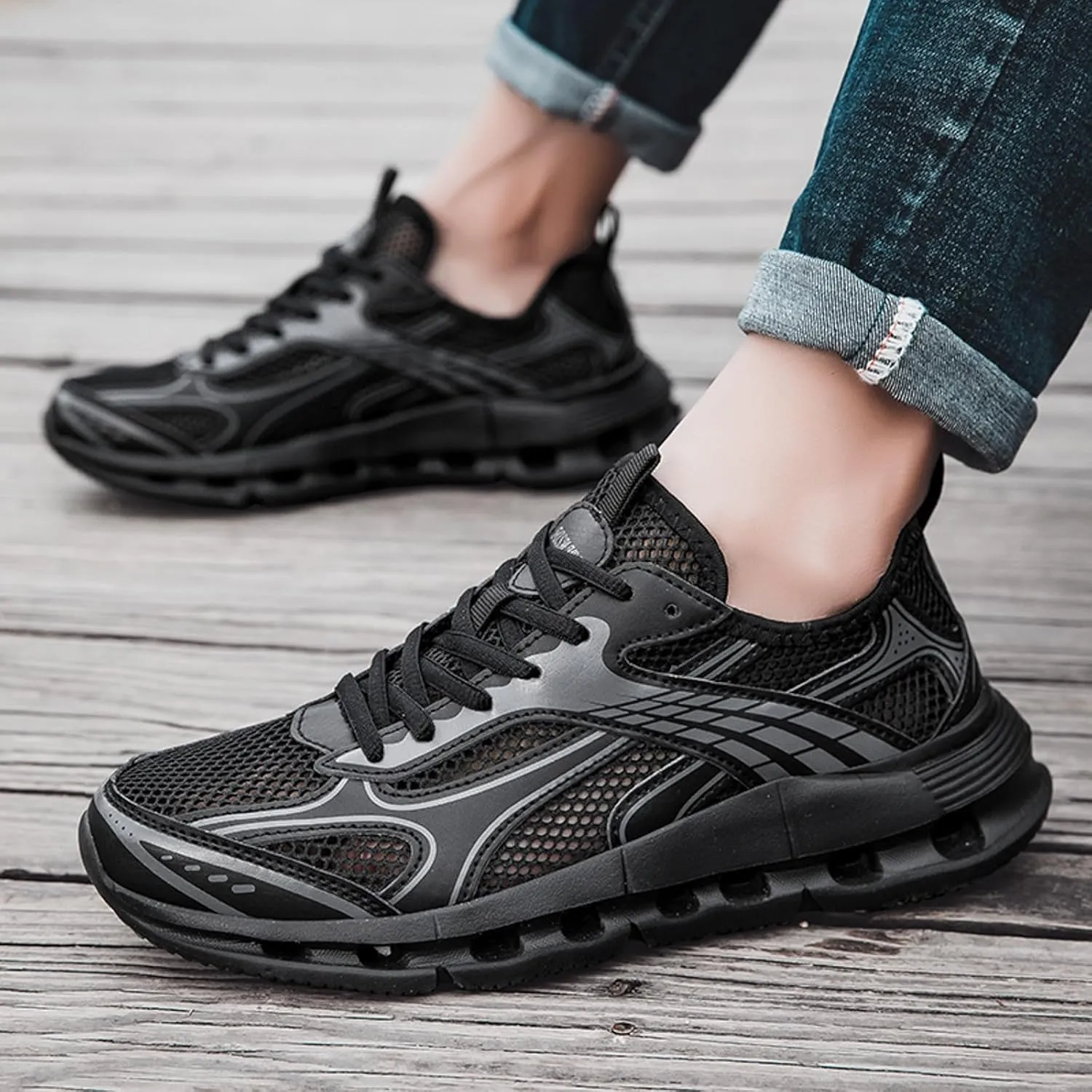 Non Slip Work Sport Shoes for Men Comfortable Lightweight Casual Walking Shoe Arch Support Sports Shoes for Men