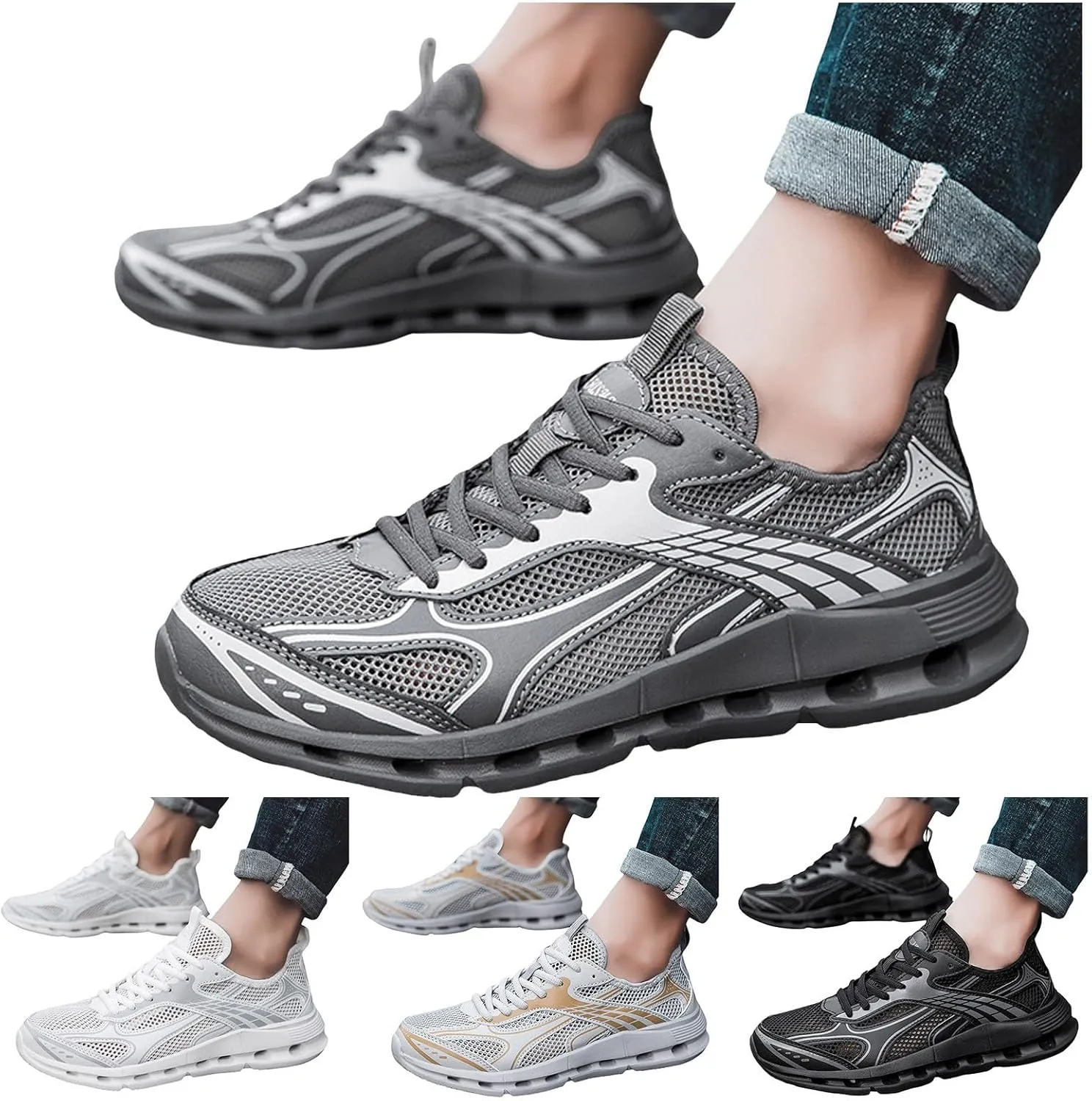 Non Slip Work Sport Shoes for Men Comfortable Lightweight Casual Walking Shoe Arch Support Sports Shoes for Men