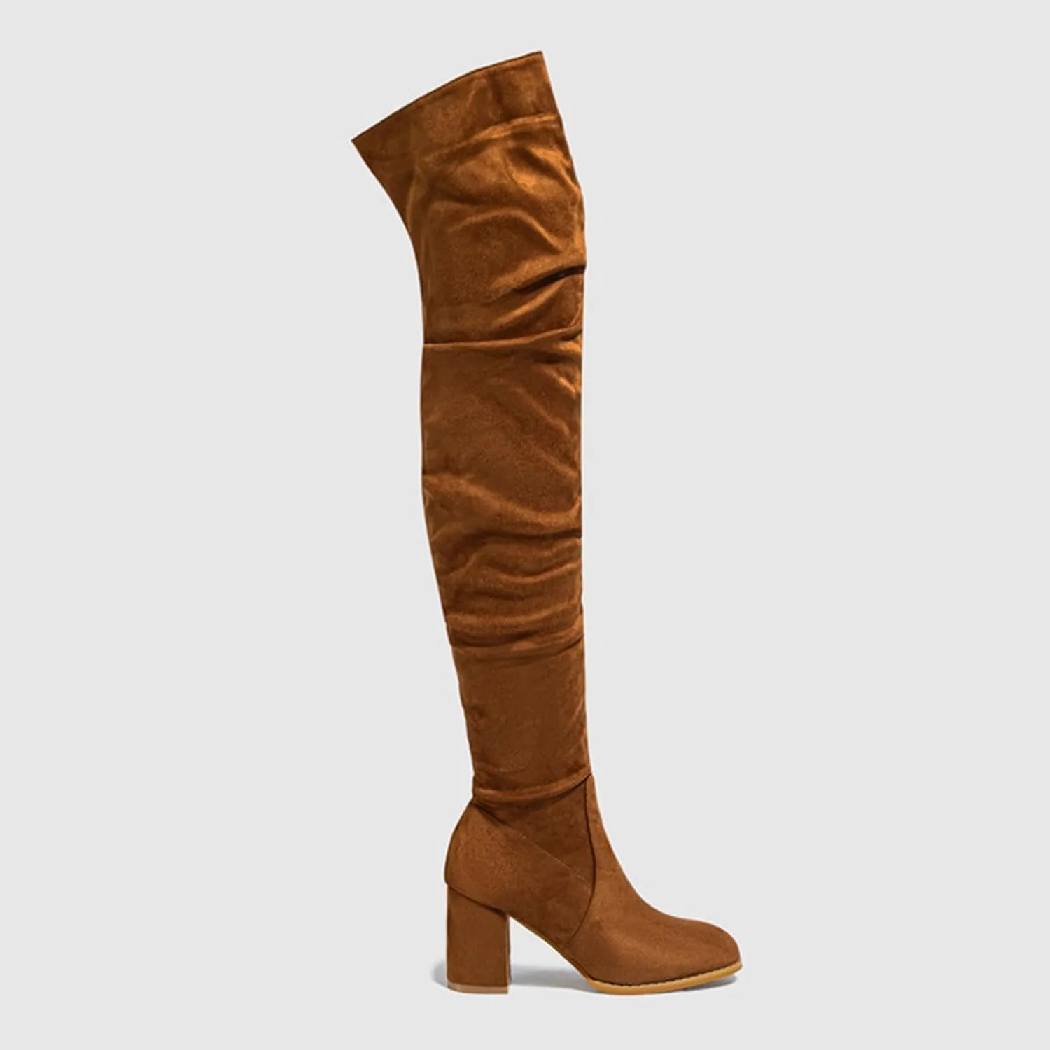 Over The Knee Boots for Women，Suede Winter Boots Wide Calf Chunky Heel Pointed Toe Western Cowgirl Knee High Boots