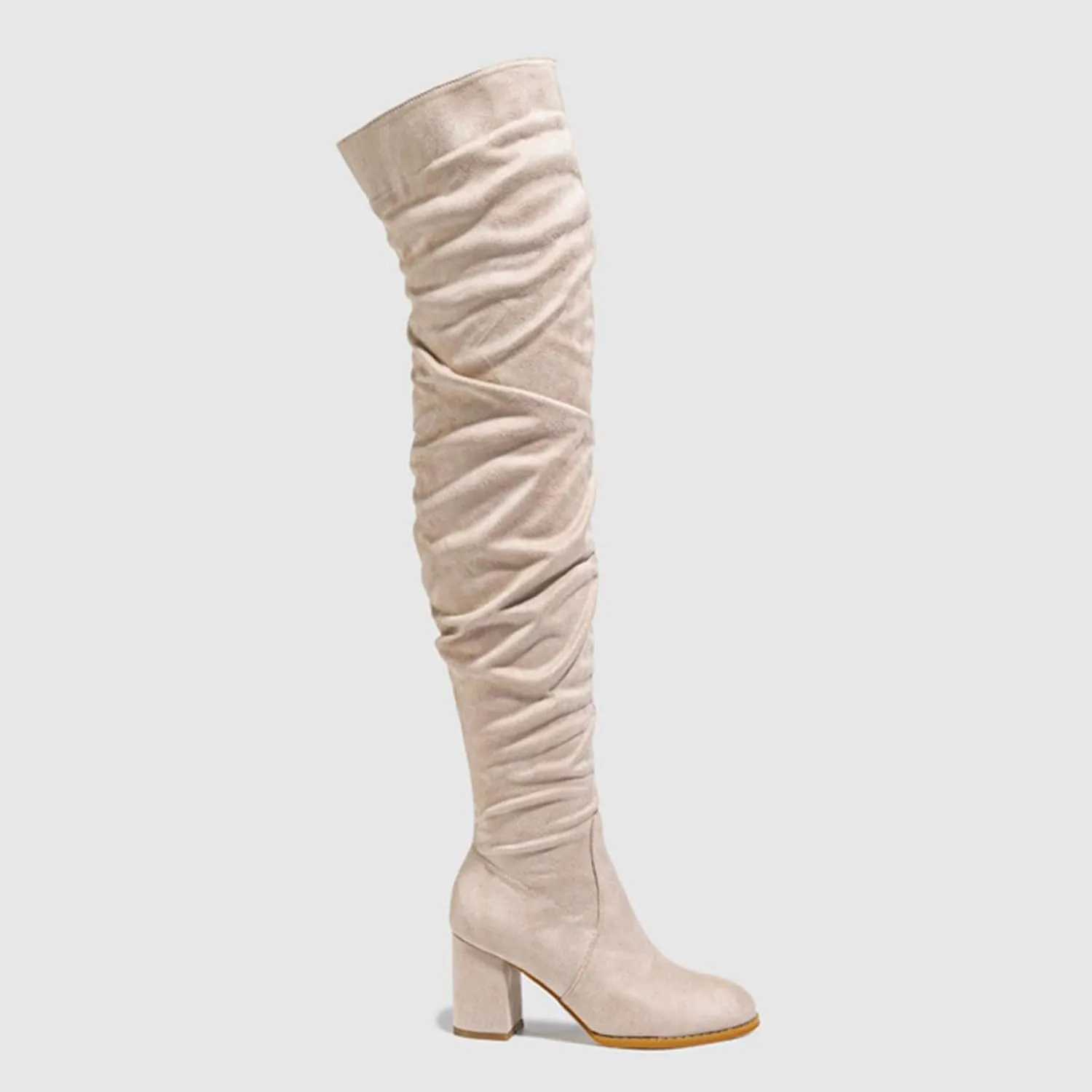 Over The Knee Boots for Women，Suede Winter Boots Wide Calf Chunky Heel Pointed Toe Western Cowgirl Knee High Boots