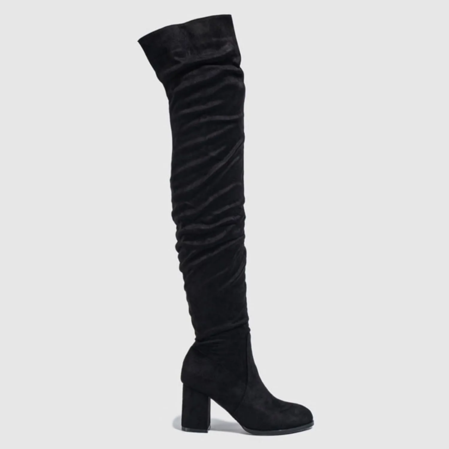 Over The Knee Boots for Women，Suede Winter Boots Wide Calf Chunky Heel Pointed Toe Western Cowgirl Knee High Boots