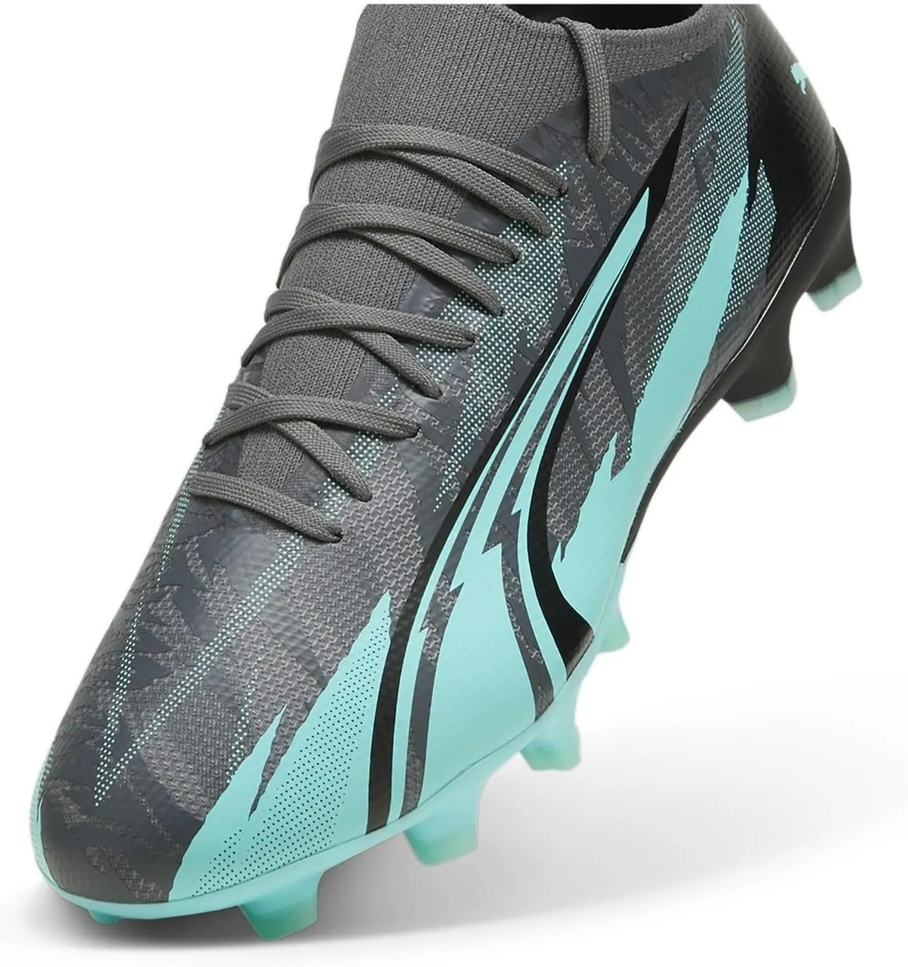 PUMA Unisex Ultra Match Fg/Ag Trainers, Grey/White/Aqua, 43 EU