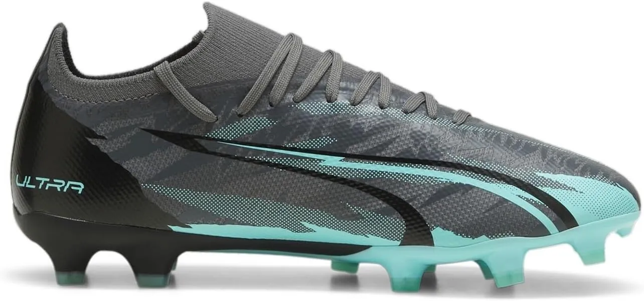 PUMA Unisex Ultra Match Fg/Ag Trainers, Grey/White/Aqua, 43 EU