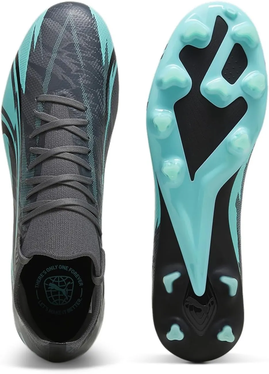 PUMA Unisex Ultra Match Fg/Ag Trainers, Grey/White/Aqua, 43 EU