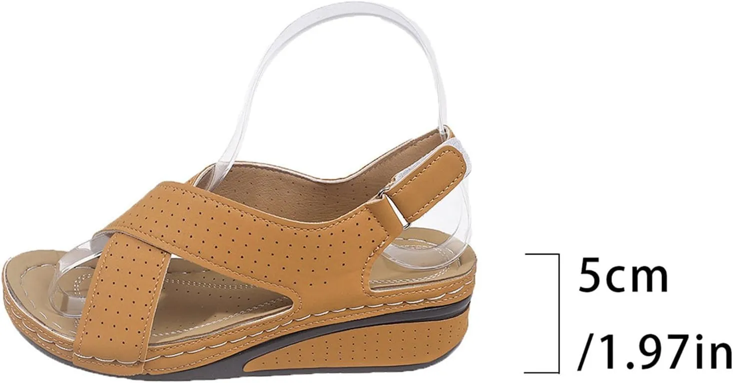 Sandals Women's Shoes Plantar Fasciitis Comfort Wedge Open Toe Ankle Strap Wide Fit Cushion Sandals Women