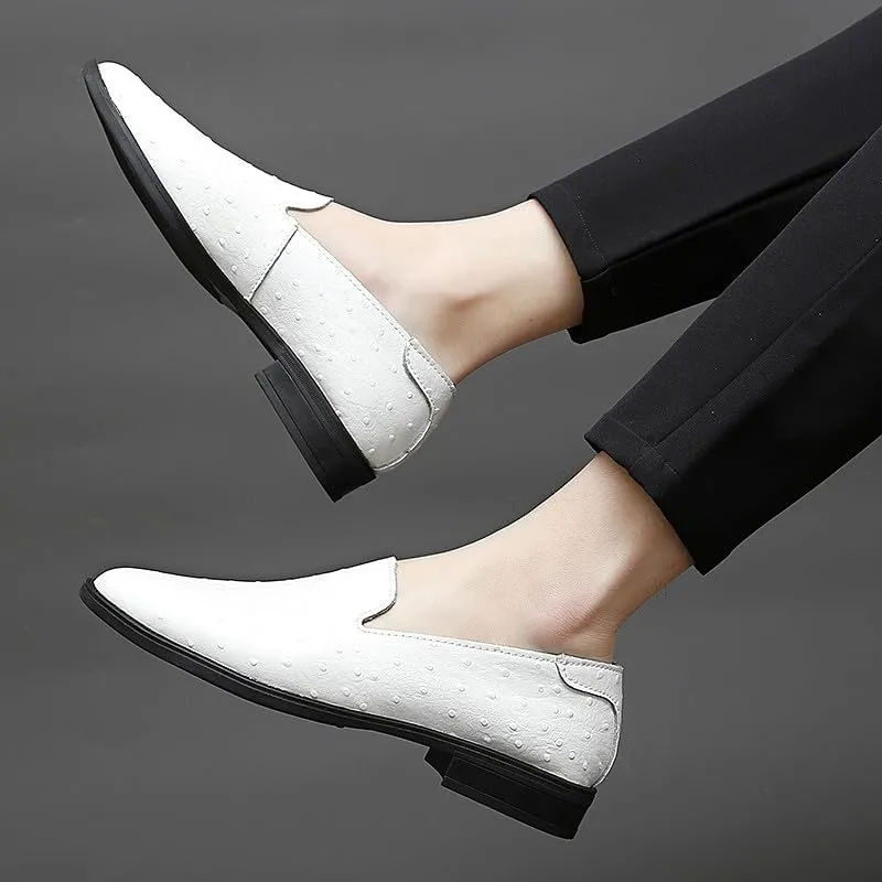 Santimon Men's Classic Leather Loafers Slip-On Formal Dress Shoes Casual Wedding Tuxedo Shoes for Men