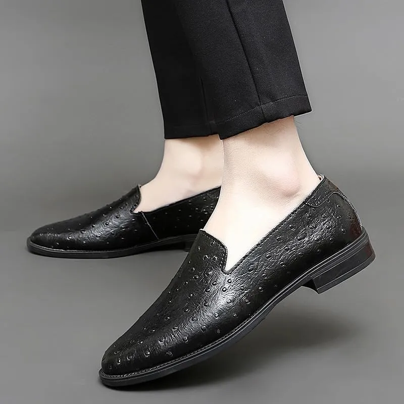Santimon Men's Classic Leather Loafers Slip-On Formal Dress Shoes Casual Wedding Tuxedo Shoes for Men