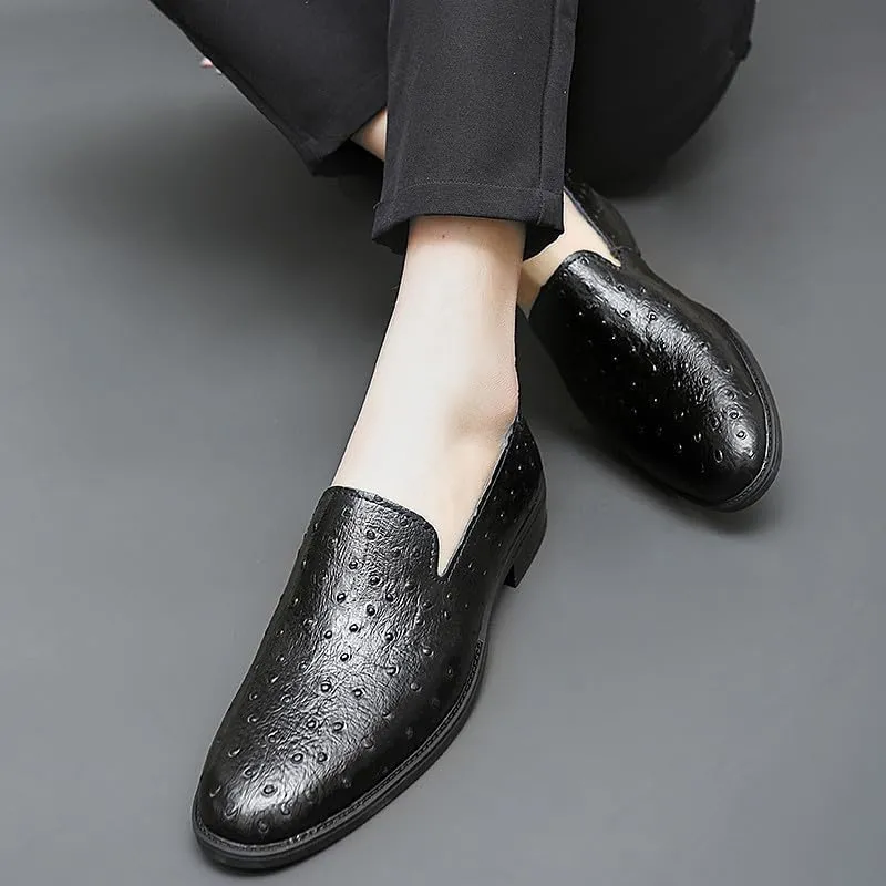Santimon Men's Classic Leather Loafers Slip-On Formal Dress Shoes Casual Wedding Tuxedo Shoes for Men