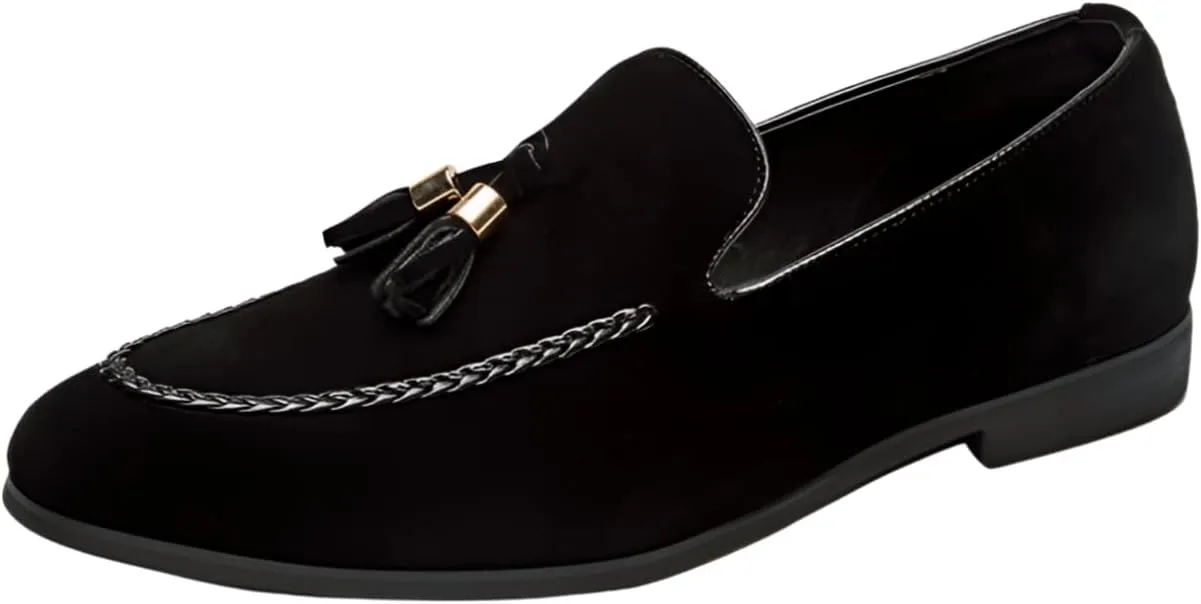 Santimon Men's Loafers Casual Penny Loafers for Men Braided Suede Mens Slip On Tassel Driving Shoes