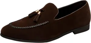 Santimon Men's Loafers Casual Penny Loafers for Men Braided Suede Mens Slip On Tassel Driving Shoes