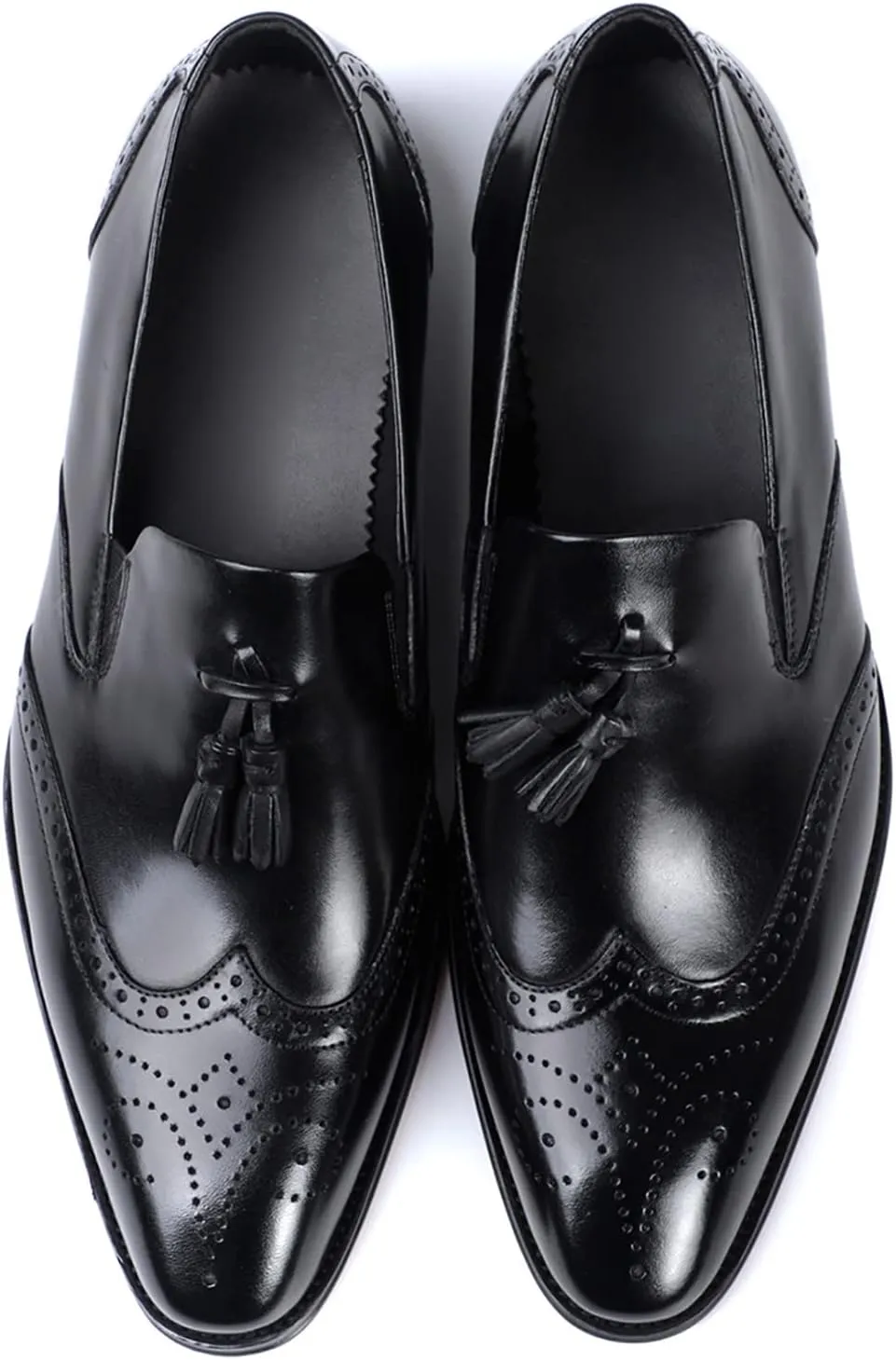 Santimon Men's Loafers Slip on Formal Dress Leather Tassel Loafers Comfort Fashion Business Walking Shoes