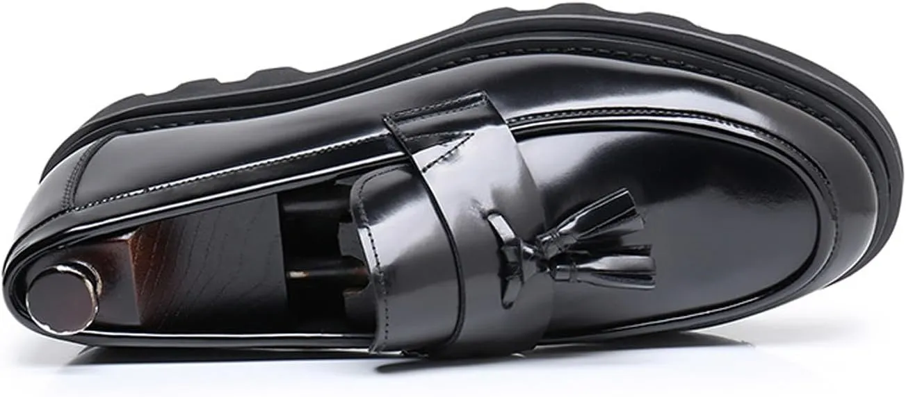 Santimon Men's Slip-On Tassel Loafers - Patent Leather Dress Shoes for Casual, Business, Wedding & Prom - Modern Penny Loafers for Suits & Tuxedos