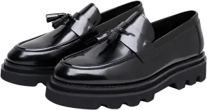 Santimon Men's Slip-On Tassel Loafers - Patent Leather Dress Shoes for Casual, Business, Wedding & Prom - Modern Penny Loafers for Suits & Tuxedos