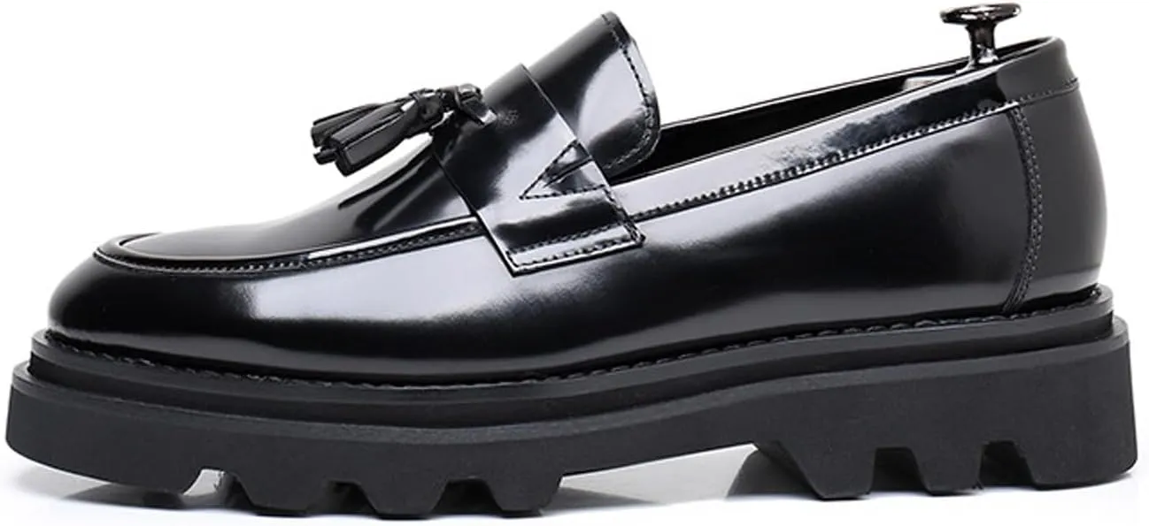 Santimon Men's Slip-On Tassel Loafers - Patent Leather Dress Shoes for Casual, Business, Wedding & Prom - Modern Penny Loafers for Suits & Tuxedos
