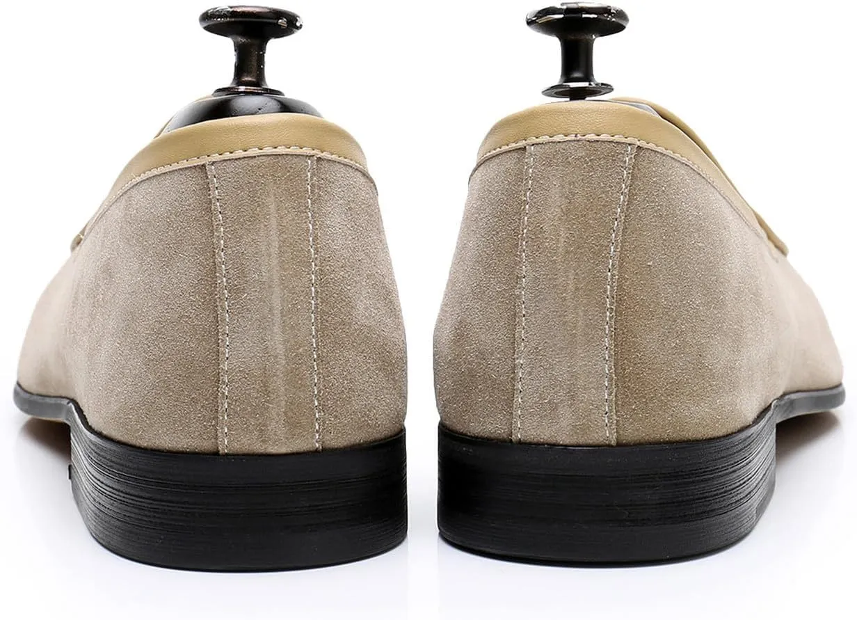 Santimon Men's Suede Tassel Loafers - Slip-On Dress Shoes for Casual, Business, Wedding & Prom - Modern Penny Loafers for Suits & Tuxedos