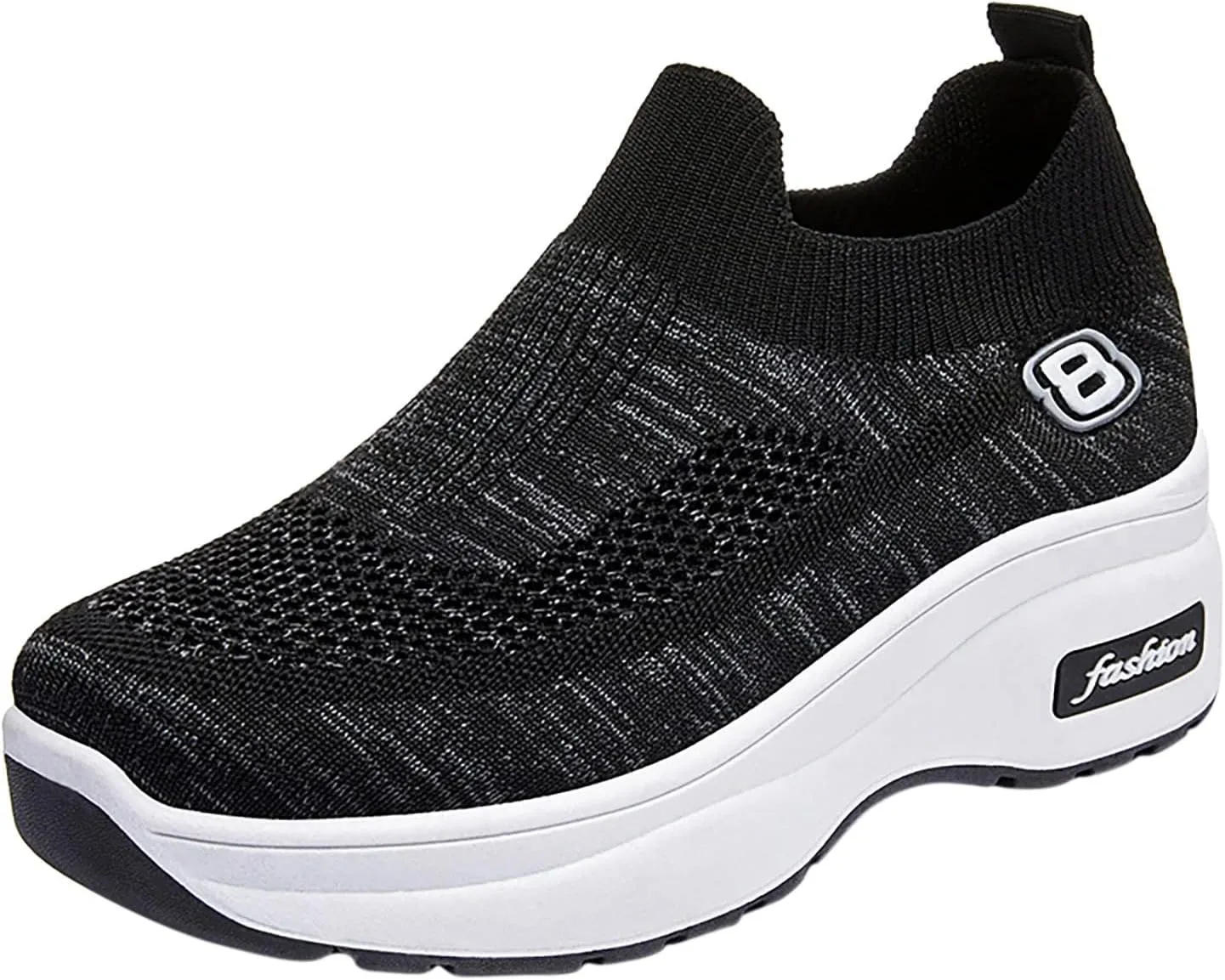 SBGMoSJ Womens Fashion Sneakers 2023 Women Slip On Sneakers Comfortable Nurse Walking Shoes Womens Black Athletic Shoes 9.5 Tennis Shoes Womens Zapatos Deportivos Negros Con Blanco para Mujer