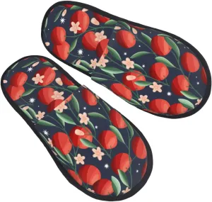 Seamless Picture Of Orange Tree Slippers Winter Indoor and Outdoor Slipper Warm Cozy Soft Lightweight House Shoes Fuzzy Slip-On Slipper Large