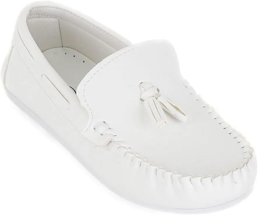SIRRI Boys Tassel Loafers - Classic Moccasin Flat Shoes for Wedding, Communion & Casual Wear