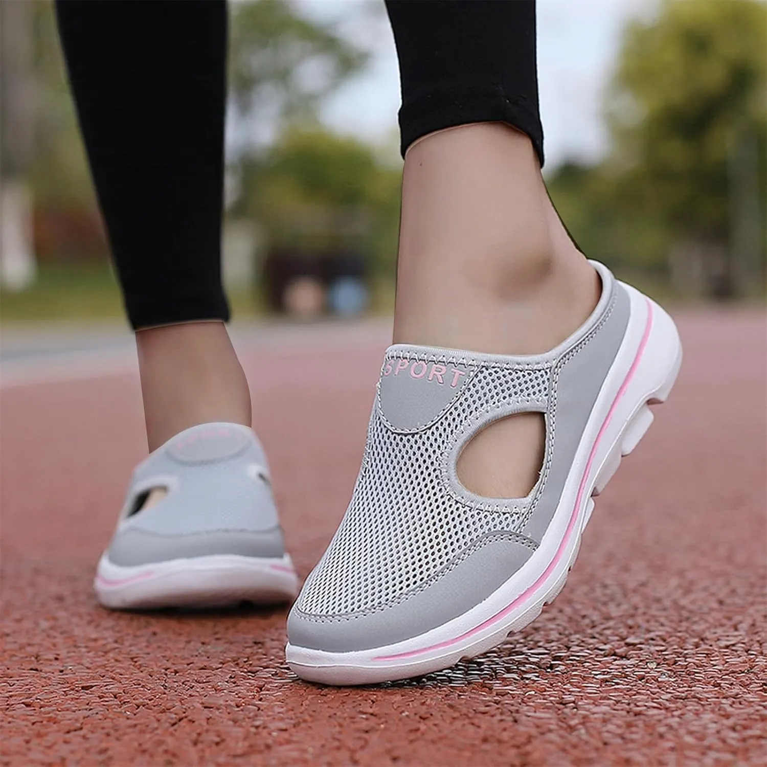 Slippers for Women Indoor House Shoes Comfortable Mesh Breathable Slip-On Platform Clogs Sandals Lightweight Anti-Slip Thick Sole Flat Shoes Casual Loafers for Spring Summer and Autumn