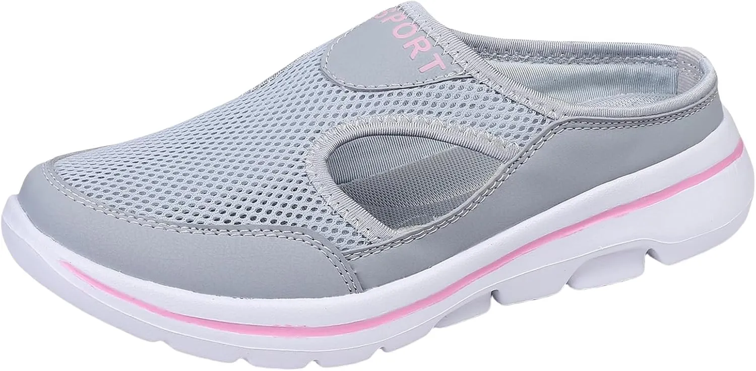 Slippers for Women Indoor House Shoes Comfortable Mesh Breathable Slip-On Platform Clogs Sandals Lightweight Anti-Slip Thick Sole Flat Shoes Casual Loafers for Spring Summer and Autumn