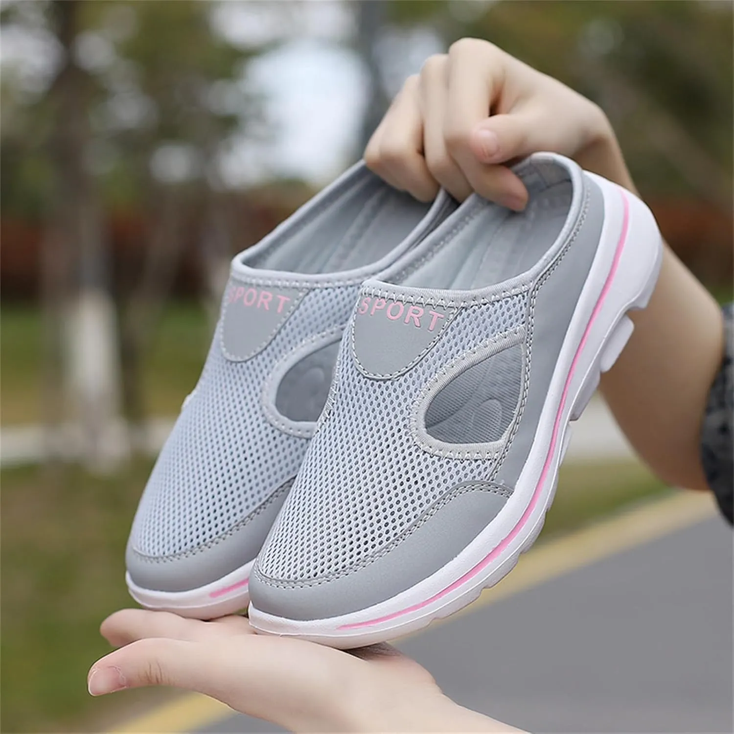 Slippers for Women Indoor House Shoes Comfortable Mesh Breathable Slip-On Platform Clogs Sandals Lightweight Anti-Slip Thick Sole Flat Shoes Casual Loafers for Spring Summer and Autumn