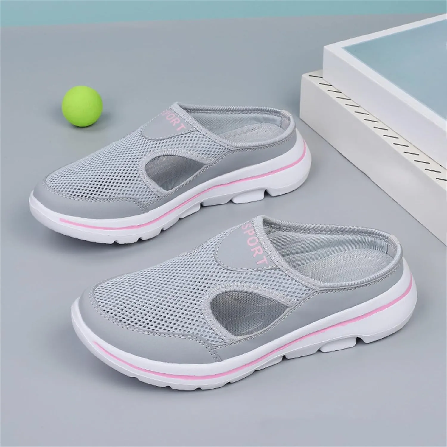 Slippers for Women Indoor House Shoes Comfortable Mesh Breathable Slip-On Platform Clogs Sandals Lightweight Anti-Slip Thick Sole Flat Shoes Casual Loafers for Spring Summer and Autumn