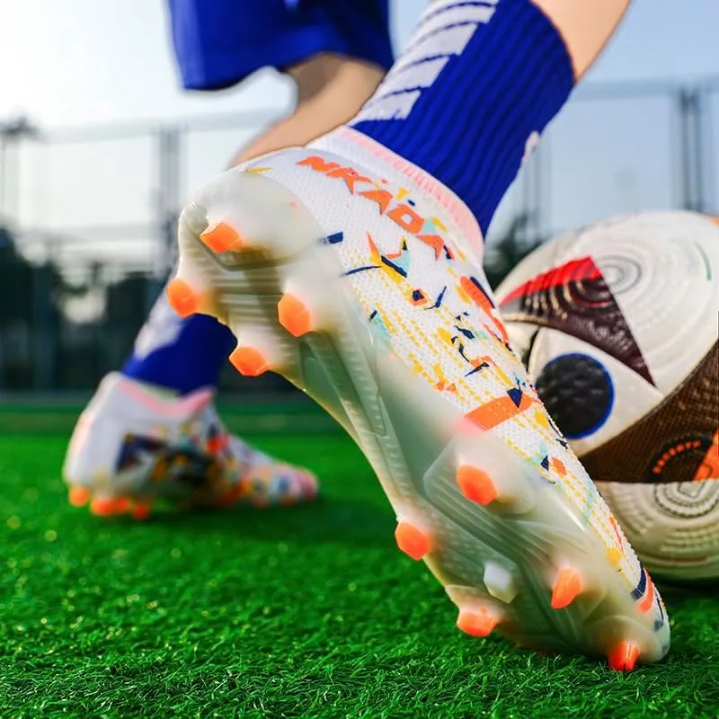 Soccer Cleats Mens Football Cleats Professional Soccer Shoes High-Tops Non-Slip Spikes for Big Boys Wide Training Sneaker Outdoor Indoor for AG/FG/TF Football Boots