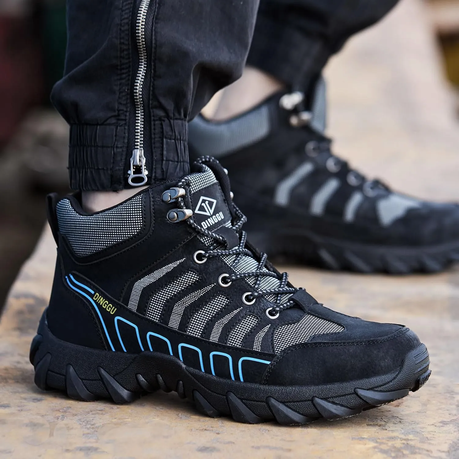 Steel Toe Work Boots for Men Safety Men's Work Boots，Comfortable Industrial & Construction Boots Slip Resistant Composite Toe Boots