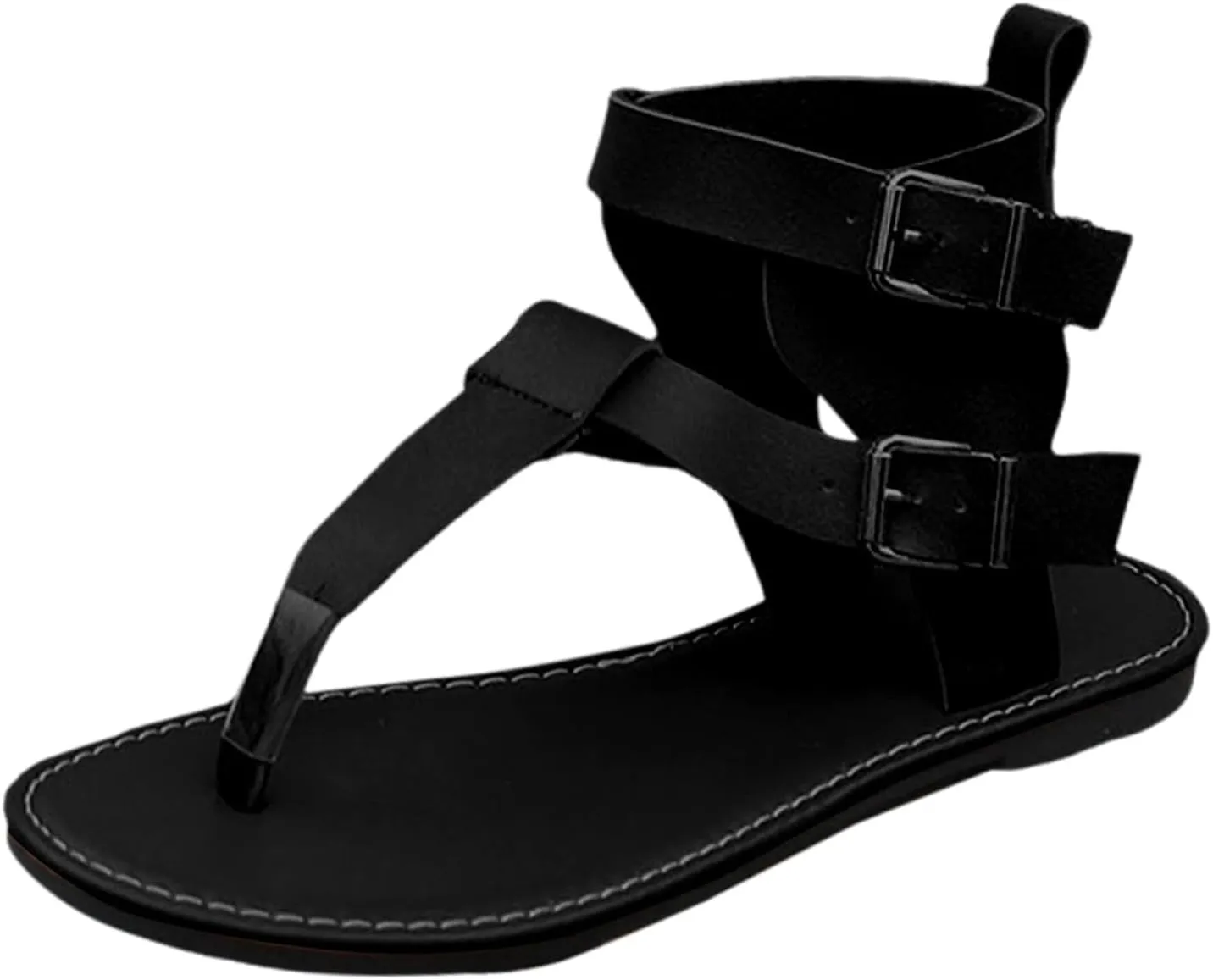 Summer New Low Heel Toes Women's Shoes Fashion Comfortable Belt Buckle Flat High Top Light Wedges Sandals for Women