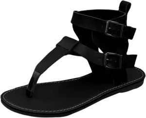 Summer New Low Heel Toes Women's Shoes Fashion Comfortable Belt Buckle Flat High Top Light Wedges Sandals for Women