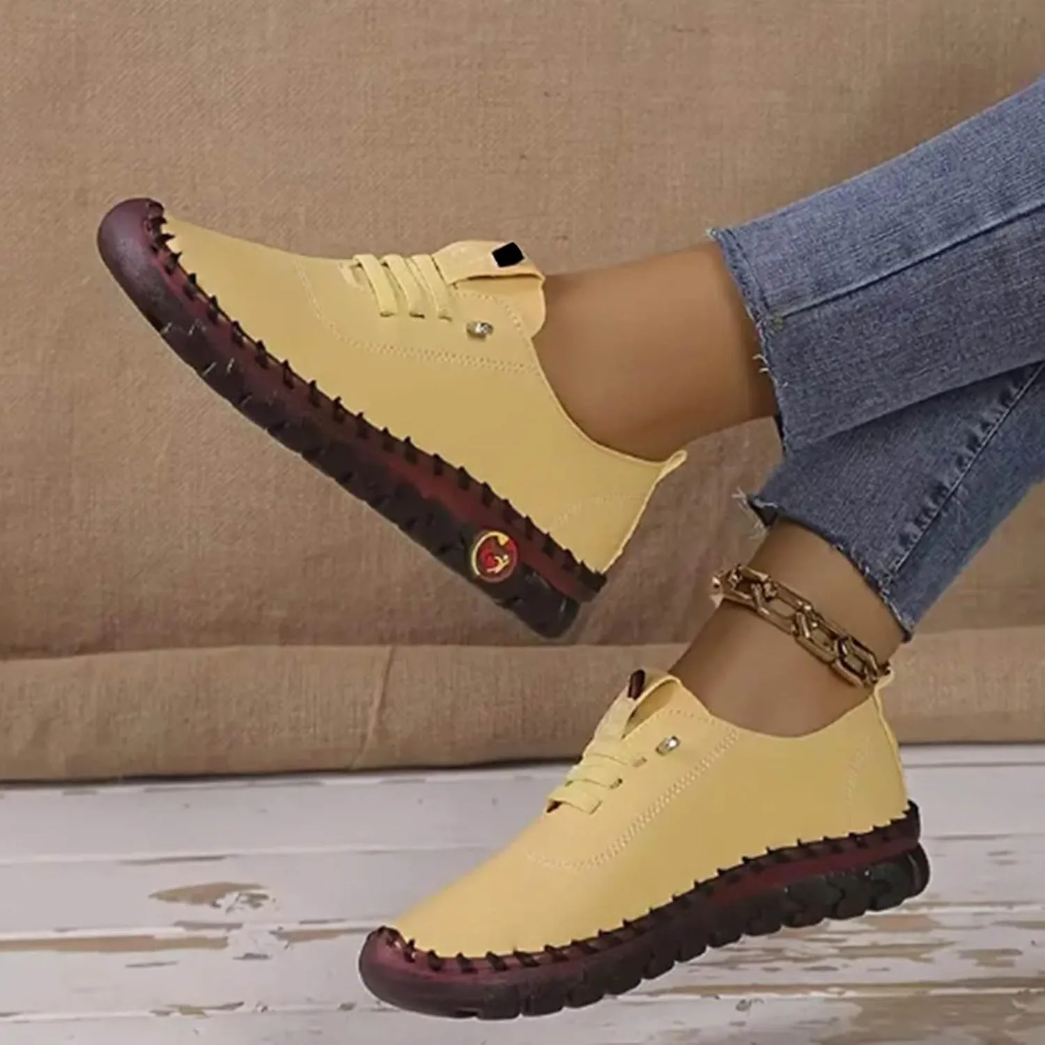 Walking Shoes Women Leather Sneakers for Women Sports Workout Gym Shoes for Running Women's Slip on Shoes