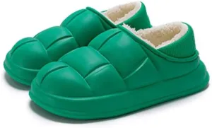 Waterproof Slippers Women Men, Soft Plush Lightweight House Slippers Slip-on Cozy Indoor Outdoor Slippers,Slip On Anti-Skid Sole,Fuzzy Slipper with Unique Designs (Color : Green, Size : EUR40-41)