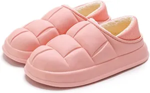 Waterproof Slippers Women Men, Soft Plush Lightweight House Slippers Slip-on Cozy Indoor Outdoor Slippers,Slip On Anti-Skid Sole,Fuzzy Slipper with Unique Designs (Color : Pink, Size : EUR36-37)