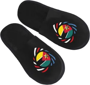 We Heart America And Mozambique Love Forever Slippers Winter Indoor and Outdoor Slipper Warm Cozy Soft Lightweight House Shoes Fuzzy Slip-On Slipper Large