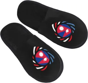 We Heart America And Nepal Love Forever Slippers Winter Indoor and Outdoor Slipper Warm Cozy Soft Lightweight House Shoes Fuzzy Slip-On Slipper Large