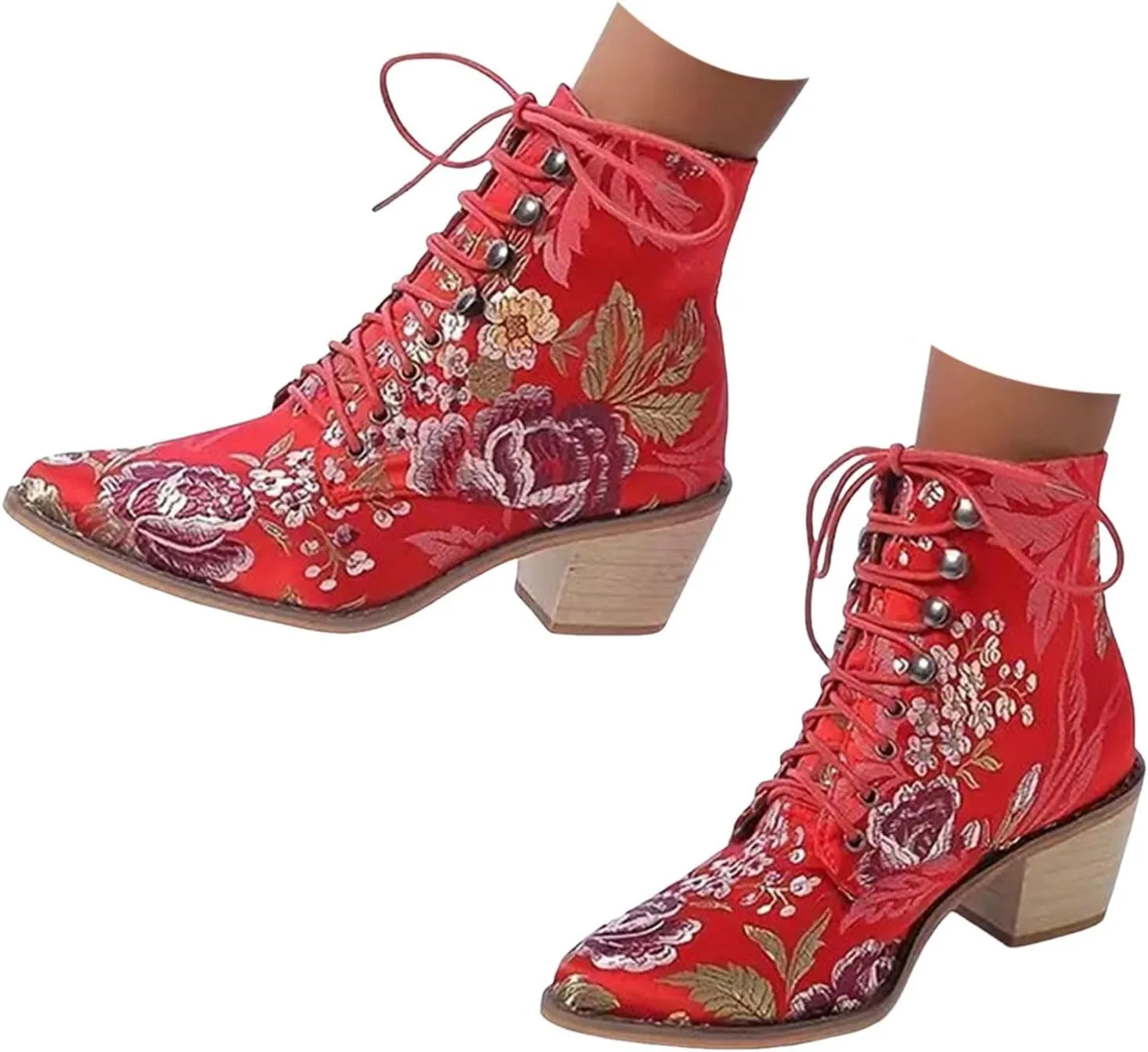 Western Dressy Ankle Boots for Women Ankle Bootie for Women Cowboy Boots Embroidered Chunky Ankle Boots for Women