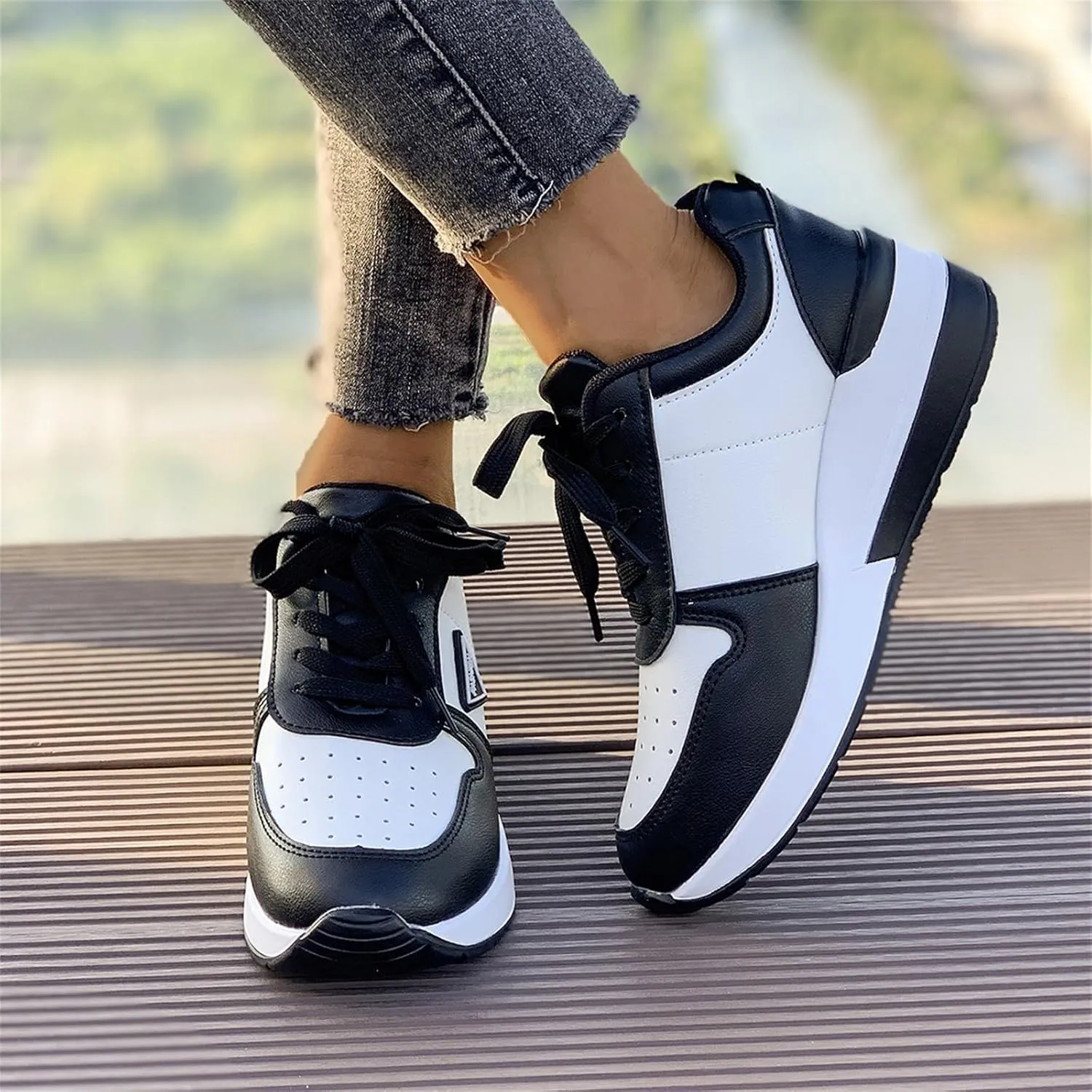 White Leather Sneakers for Women Womens Casual Shoes Women's White Fashion Sneakers Comfort Cute Casual Slip On Lightweight Black Loafers Women Platform Men's Sneakers