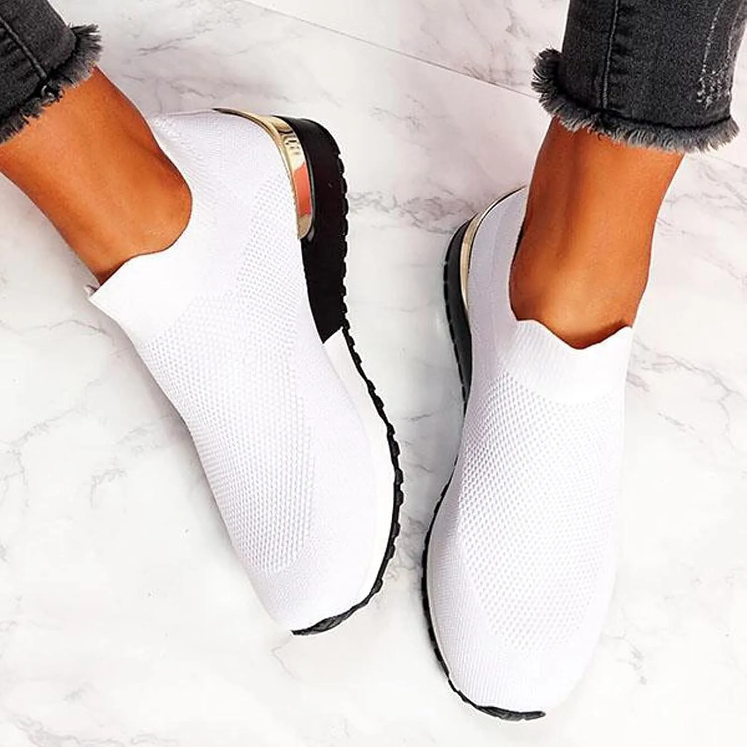 Wide Toe Box Casual Sneakers Women Walking Shoes Women Arch Support Slip On Gym Shoes for Women Wide Width Slip On Shoes Women Wide Toe Box Zapatos Negros De Tacon Bajo para Mujer