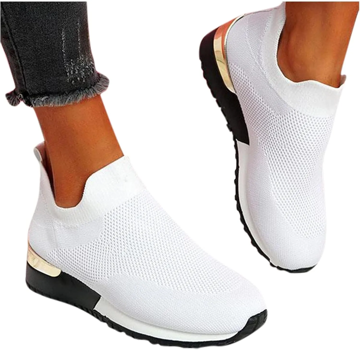 Wide Toe Box Casual Sneakers Women Walking Shoes Women Arch Support Slip On Gym Shoes for Women Wide Width Slip On Shoes Women Wide Toe Box Zapatos Negros De Tacon Bajo para Mujer