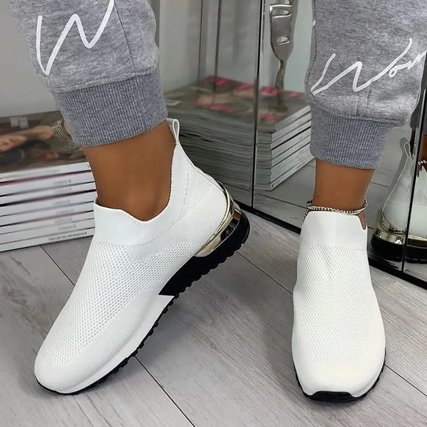 Wide Toe Box Casual Sneakers Women Walking Shoes Women Arch Support Slip On Gym Shoes for Women Wide Width Slip On Shoes Women Wide Toe Box Zapatos Negros De Tacon Bajo para Mujer