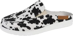 Women Canvas Slip On Lightweight Mule Sneaker Summer Fashion Open Back Flats Walking Shoes Closed Round Toe Low Top Casual Loafer Comfort Walking Sandals