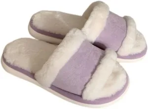 Women SlippersOpen Toe Slippers for Women Indoor, Cozy Memory Foam Womens House Slippers Winter Slip On, Comfy Soft Womens Bedroom Slippers Slide Breathable (Color : Purple, Size : EUR36-37)