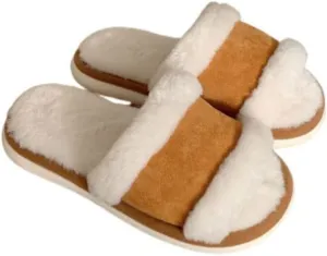 Women SlippersOpen Toe Slippers for Women Indoor, Cozy Memory Foam Womens House Slippers Winter Slip On, Comfy Soft Womens Bedroom Slippers Slide Breathable (Color : Yellow, Size : EUR38-39)