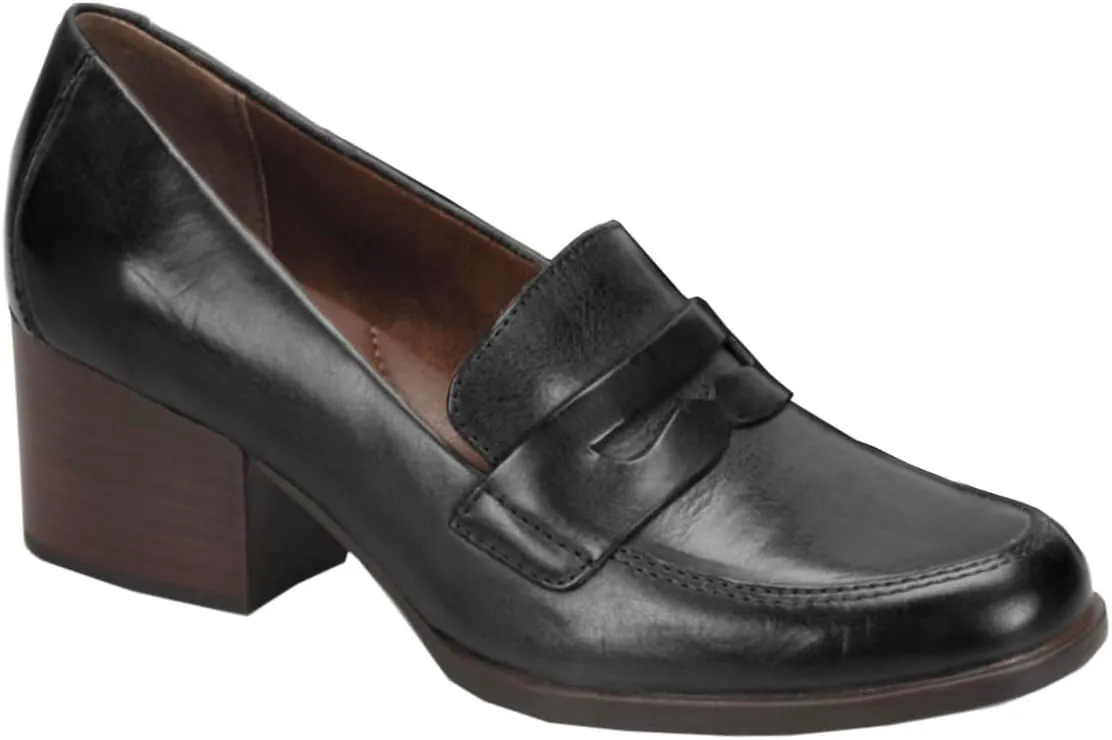 Women Vintage Chunky Stacked Heel Loafers Pumps Closed Round Toe Slip On Burnished Loafer 2 Inch Mid Block Heels Matte Leather Work Shoes Office Ladies Dressy Elegant Party Chic 4-11 M US