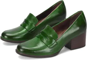 Women Vintage Chunky Stacked Heel Loafers Pumps Closed Round Toe Slip On Burnished Loafer 2 Inch Mid Block Heels Matte Leather Work Shoes Office Ladies Dressy Elegant Party Chic 4-11 M US