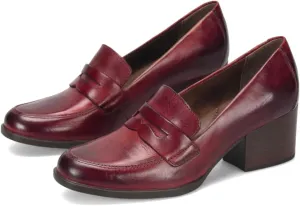 Women Vintage Chunky Stacked Heel Loafers Pumps Closed Round Toe Slip On Burnished Loafer 2 Inch Mid Block Heels Matte Leather Work Shoes Office Ladies Dressy Elegant Party Chic 4-11 M US