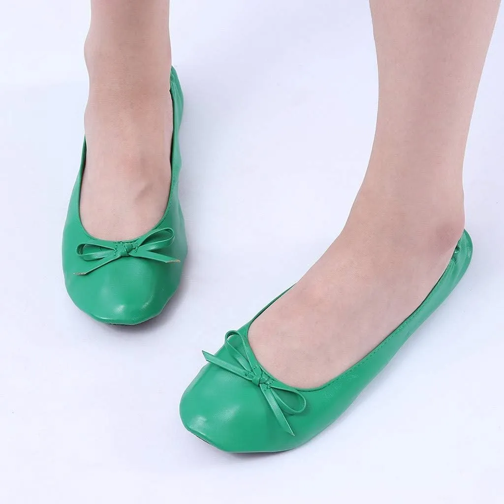 Women's Ballet Flats Round Toe Soft Foldable Dressy Flats Bow Casual Comfort Indoor Outdoor Lightweight Travel Walking Shoes