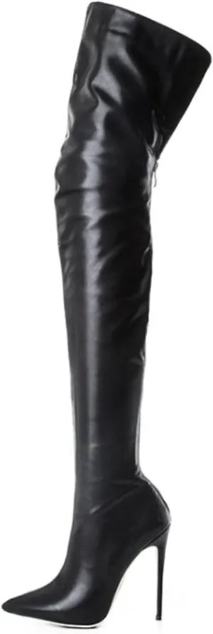 Women's BootsPatent Leather PU Thigh High Boots Pointy Toe Side Zipper Stiletto High Heel Over The Knee Boots