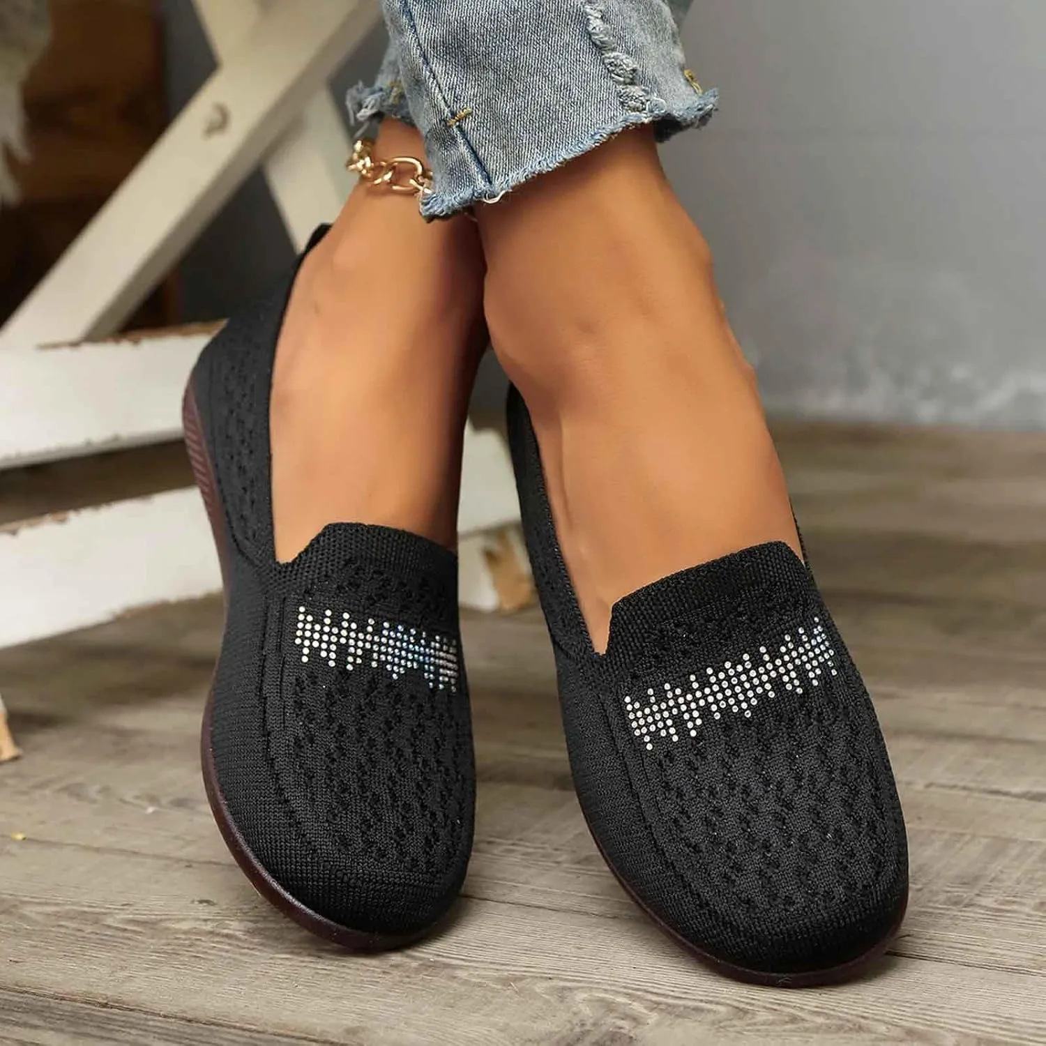 Women's Casual Slip On Shoes Breathable Comfortable Flat Loafers for Daily Wear with Semi Casual Dress Shoes for Men