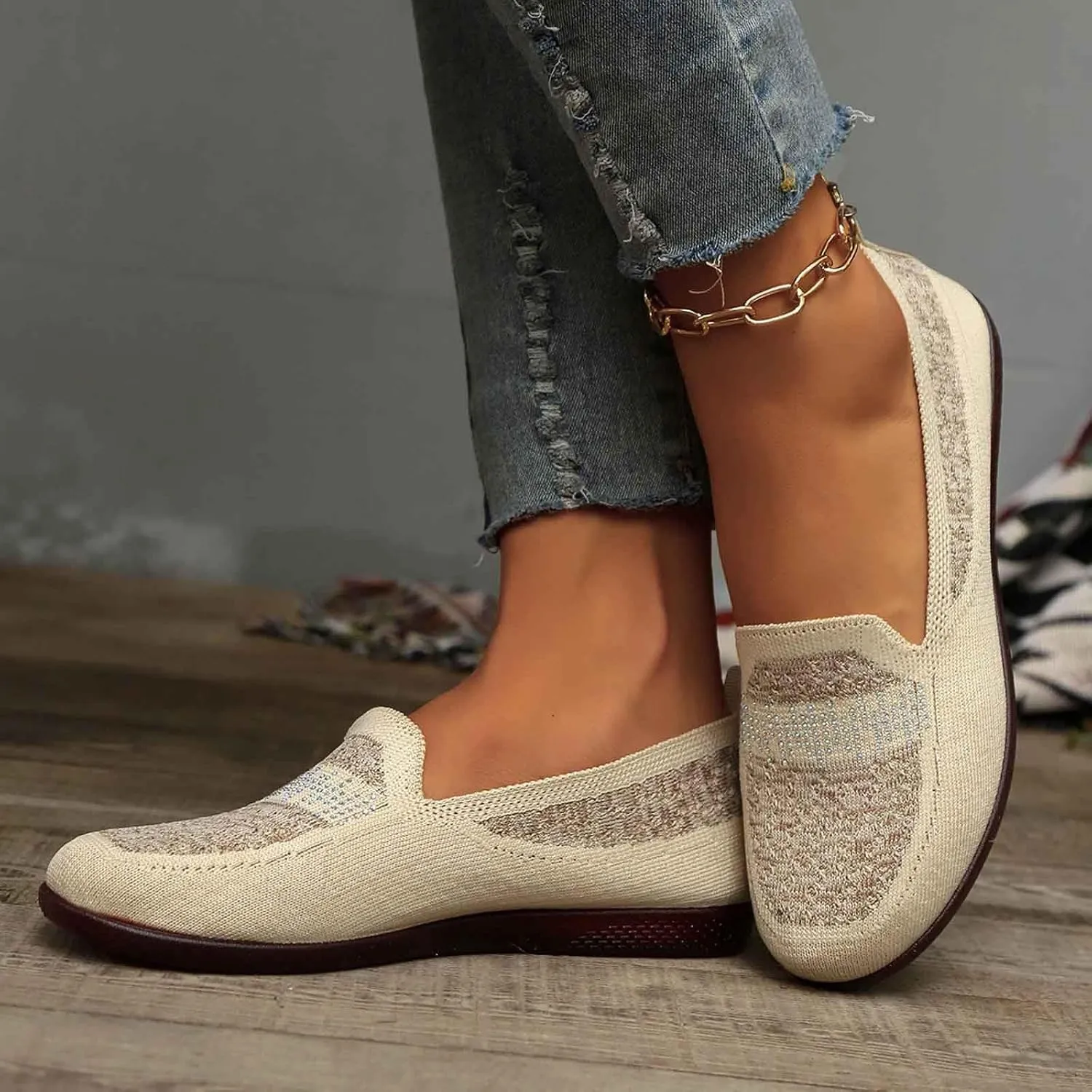Women's Casual Slip On Shoes Breathable Comfortable Flat Loafers for Daily Wear with Semi Casual Dress Shoes for Men